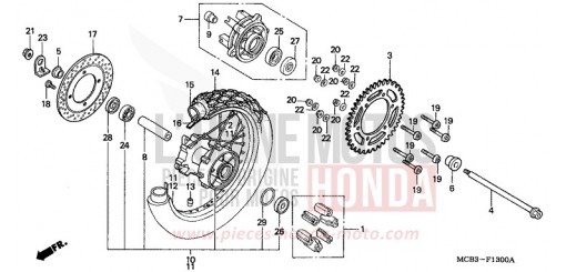 REAR WHEEL XL650V1 de 2001